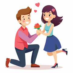 Boyfriend propose to her sweet girlfriend art vector illustration