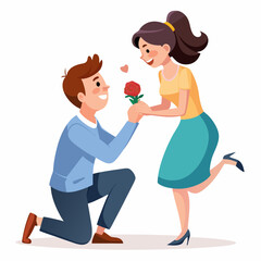 Boyfriend propose to her sweet girlfriend art vector illustration