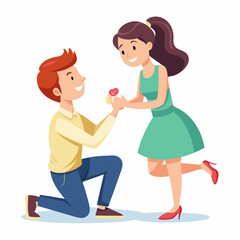 Boyfriend propose to her sweet girlfriend art vector illustration