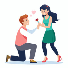 Boyfriend propose to her sweet girlfriend art vector illustration