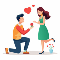 Boyfriend propose to her sweet girlfriend art vector illustration