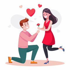 Boyfriend propose to her sweet girlfriend art vector illustration