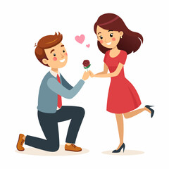 Boyfriend propose to her sweet girlfriend art vector illustration