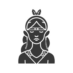 Silhouette of a Native American Woman with Traditional Headwear