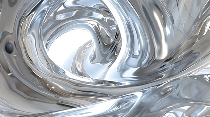 Abstract waves of a silver liquid background