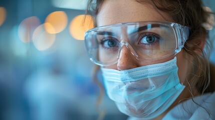Young medical professional wearing protective gear in a clinical setting during a routine examination