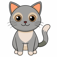 Minimalist image of a cute cat art vector illustration