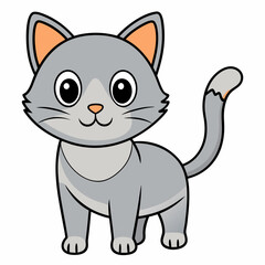 Minimalist image of a cute cat art vector illustration