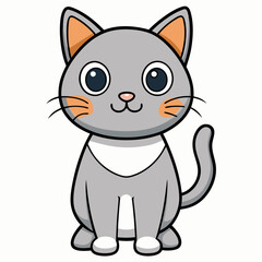 Minimalist image of a cute cat art vector illustration