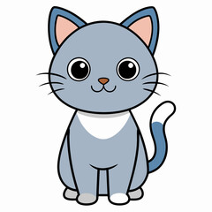 Minimalist image of a cute cat art vector illustration