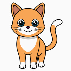 Minimalist image of a cute cat art vector illustration