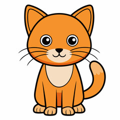 Minimalist image of a cute cat art vector illustration