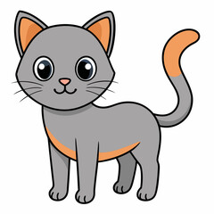 Minimalist image of a cute cat art vector illustration