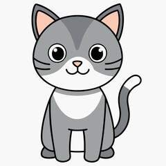 Minimalist image of a cute cat art vector illustration