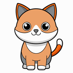 Minimalist image of a cute cat art vector illustration