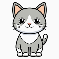 Minimalist image of a cute cat art vector illustration