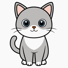 Minimalist image of a cute cat art vector illustration