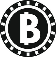 Black and white bitcoin sign representing the famous cryptocurrency