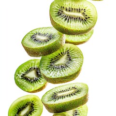 Fresh kiwi slices create a vibrant, colorful display, perfect for health, cooking, or food-related projects.
