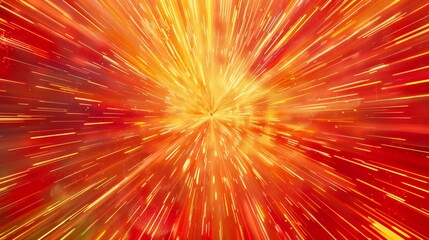 Comic background with dynamic red and yellow rays emanating from the center, creating an explosive effect.