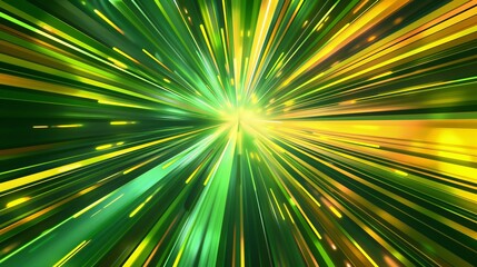Obraz premium Comic background with green and yellow radial lines, creating a sense of explosion.