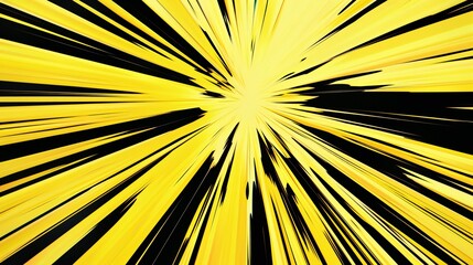 Fototapeta premium Comic background with yellow and black speed lines, suggesting quick movement.