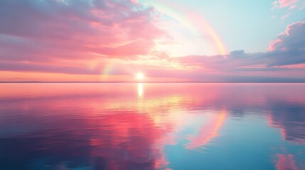 A rainbow emerging from behind dramatic clouds with vivid colors