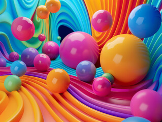 3D Liquid Shapes Fluid Color Gradient Balloons Covers Template