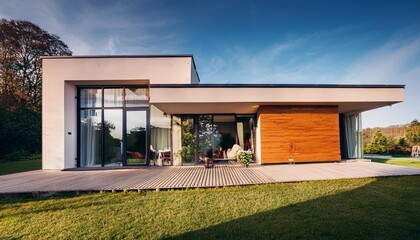 Modern House with Large Windows and Patio