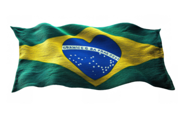 3D Brazilian Flag with Blue Heart