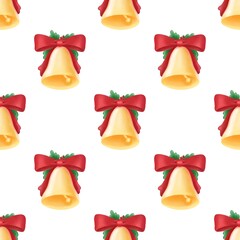 Seamless pattern Christmas bells on a white background