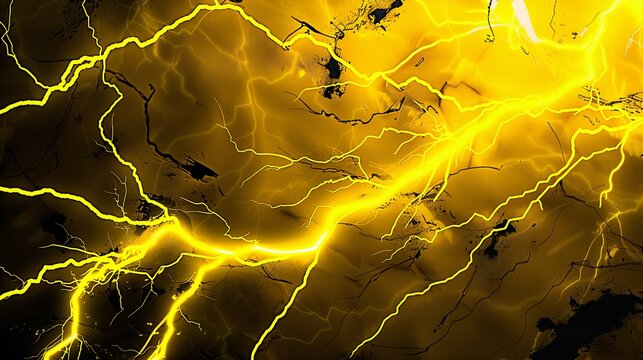 Yellow comic background with black lightning bolts, creating a dramatic effect. .