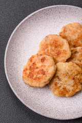 Delicious fresh fried minced fish cutlets with spices and herbs