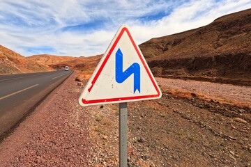 Triangle Double Bend Warning Sign