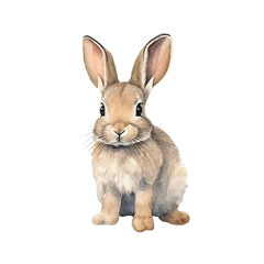 Watercolor vector illustration cyte little rabbit, white background