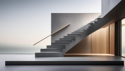 Modern Concrete Staircase in a Minimalist Home