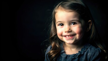 Portrait of a Little Girl Smiling with Dark Background