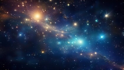 Obraz premium Deep space shining stars in night sky, constellation star field, galaxy with milky way