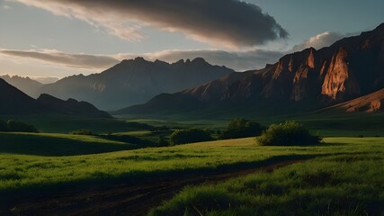 Fototapeta premium sunset over the mountains
