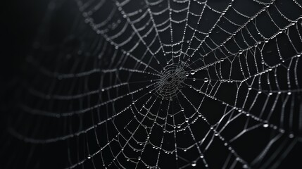 Obraz premium Intricate Black and White Spider Web: Macro Close-up of Delicate Arachnid
