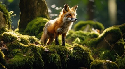 Obraz premium Solitary Red Fox in Natural Wildlife Setting