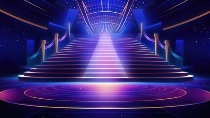 Bright stage lit by spotlights during a city performance.