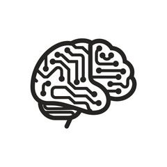 Vector logo of a human brain with AI