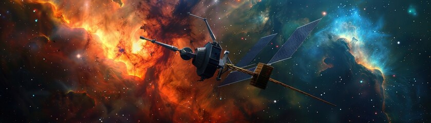 Spaceship Flying Through a Nebula