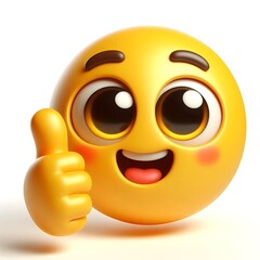 Fototapeta premium 3d yellow emoji with thumbs up on white