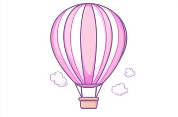 Obraz premium pink hot air balloon, pink, hot, air, balloon, vector, illustration, white background, backdrop, cute style, art, pastel, clipart, festival, competition, ballooning, basket,