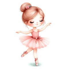 Beautiful ballerina watercolor isolated illustration.