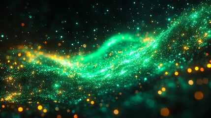 Obraz premium A green and yellow glittery background with a black background