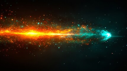 Obraz premium A bright orange and blue nebula in the dark night sky