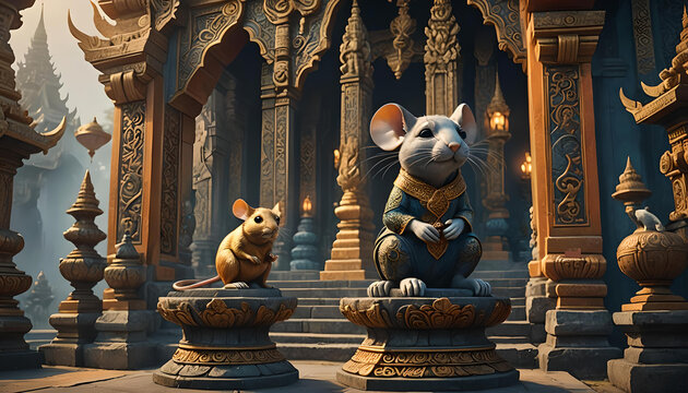 mouse thai zodiac heaven background
